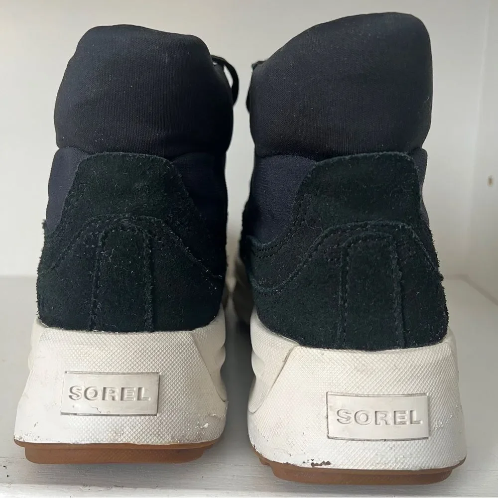 Sorel Women's ONA 503 Lace Up Mid Sneaker Shoe - Jet Black Size 7.5